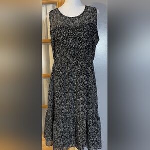 Sleeveless Black & White Dot Tiered Women's Dress